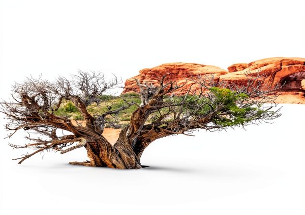 Reptile Habitat Background; Double Arch with Tree, for 48Lx24Wx24H Terrarium, 3-Sided Wraparound-0
