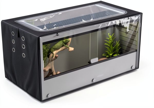MDHAO Reptile Enclosure Cover 48x24x24 Black Insulated Ventilation-0