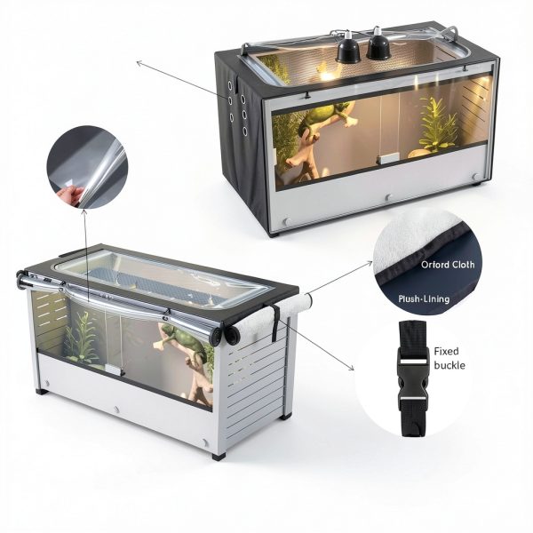 MDHAO Reptile Enclosure Cover 48x24x24 Black Insulated Ventilation-2