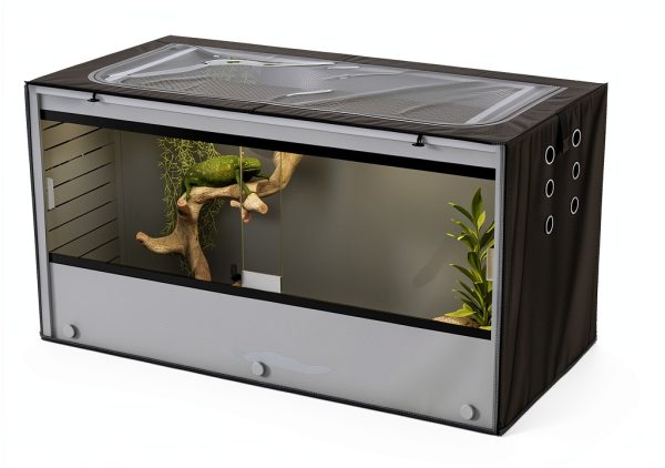 MDHAO Reptile Enclosure Cover 48x24x24 Black Insulated Ventilation-1